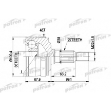 PCV1373 PATRON Шарнирный комплект, приводной вал