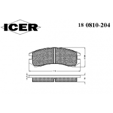 180810-204 ICER Комплект тормозных колодок, дисковый тормоз