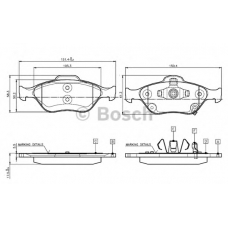 0 986 TB3 016 BOSCH Комплект тормозных колодок, дисковый тормоз