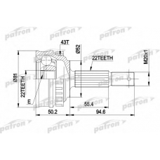 PCV1057 PATRON Шарнирный комплект, приводной вал