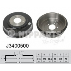 J3400500 NIPPARTS Тормозной барабан