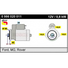 0 986 020 011 BOSCH Стартер