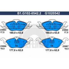 B1.G102-0542.2 GALFER Комплект тормозных колодок, дисковый тормоз