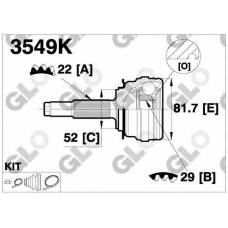 3549K GLO Шарнирный комплект, приводной вал
