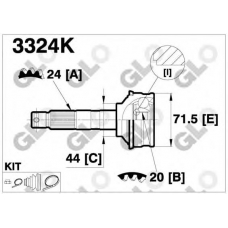 3324K GLO Шарнирный комплект, приводной вал