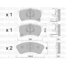 22-0386-0 METELLI Комплект тормозных колодок, дисковый тормоз