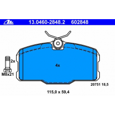 13.0460-2848.2 ATE Комплект тормозных колодок, дисковый тормоз