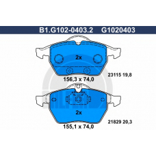 B1.G102-0403.2 GALFER Комплект тормозных колодок, дисковый тормоз
