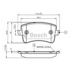 0 986 TB3 123 BOSCH Комплект тормозных колодок, дисковый тормоз