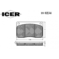 180234 ICER Комплект тормозных колодок, дисковый тормоз