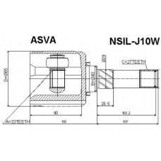 NSIL-J10W ASVA Шарнирный комплект, приводной вал