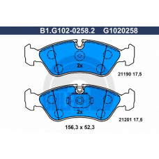 B1.G102-0258.2 GALFER Комплект тормозных колодок, дисковый тормоз