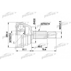 PCV1034 PATRON Шарнирный комплект, приводной вал