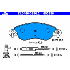 13.0460-3996.2 ATE Комплект тормозных колодок, дисковый тормоз
