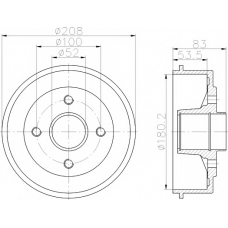 8DT 355 302-231 HELLA PAGID Тормозной барабан