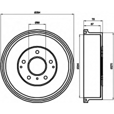 8DT 355 302-121 HELLA Тормозной барабан