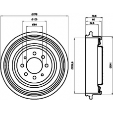 8DT 355 301-271 HELLA PAGID Тормозной барабан