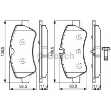 0 986 TB3 202 BOSCH Комплект тормозных колодок, дисковый тормоз