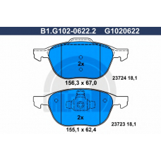 B1.G102-0622.2 GALFER Комплект тормозных колодок, дисковый тормоз