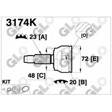 3174K GLO Шарнирный комплект, приводной вал