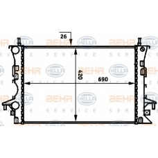 8MK 376 716-284 HELLA Радиатор, охлаждение двигателя