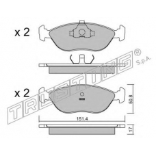 128.0 TRUSTING Комплект тормозных колодок, дисковый тормоз