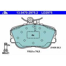 13.0470-2975.2 ATE Комплект тормозных колодок, дисковый тормоз