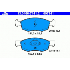 13.0460-7141.2 ATE Комплект тормозных колодок, дисковый тормоз