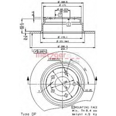 14454 V METZGER Тормозной диск