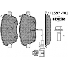 181597-701 ICER Комплект тормозных колодок, дисковый тормоз