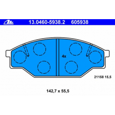 13.0460-5938.2 ATE Комплект тормозных колодок, дисковый тормоз