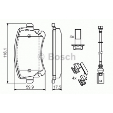 0 986 494 583 BOSCH Комплект тормозных колодок, дисковый тормоз