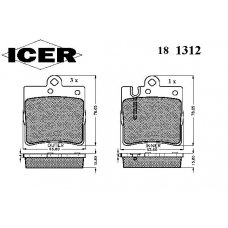 181312 ICER Комплект тормозных колодок, дисковый тормоз
