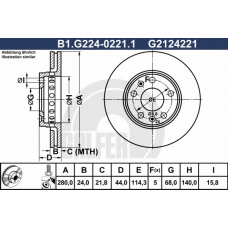 B1.G224-0221.1 GALFER Тормозной диск