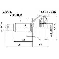 KA-SL2A46 ASVA Шарнирный комплект, приводной вал