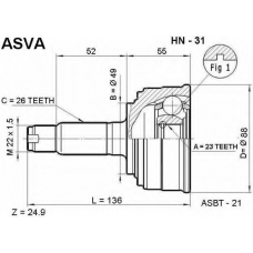 HN-31 ASVA Шарнирный комплект, приводной вал