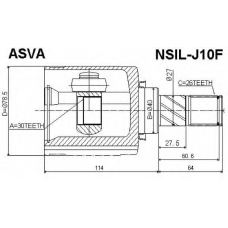 NSIL-J10F ASVA Шарнирный комплект, приводной вал