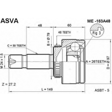 ME-163A48 ASVA Шарнирный комплект, приводной вал