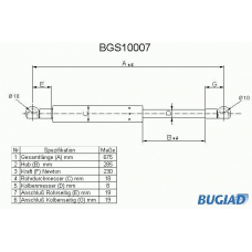 BGS10007 BUGIAD Газовая пружина, капот