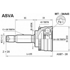 MT-34A43 ASVA Шарнирный комплект, приводной вал